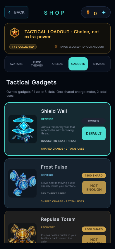 Sling Duel gadget selection